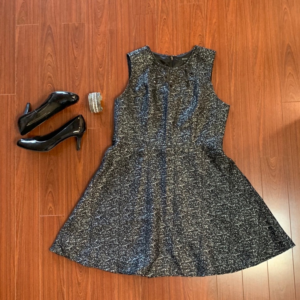 RW&CO Metallic and Beaded Cocktail Dress